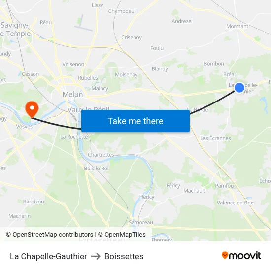 La Chapelle-Gauthier to Boissettes map
