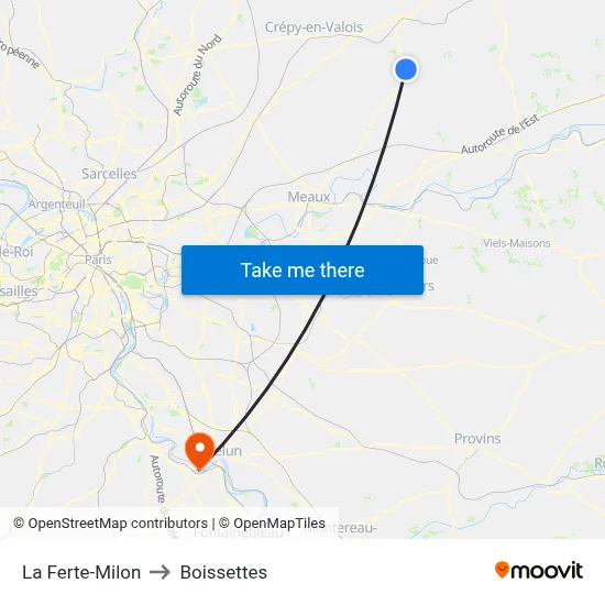 La Ferte-Milon to Boissettes map