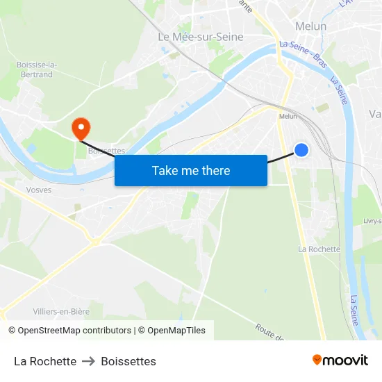 La Rochette to Boissettes map