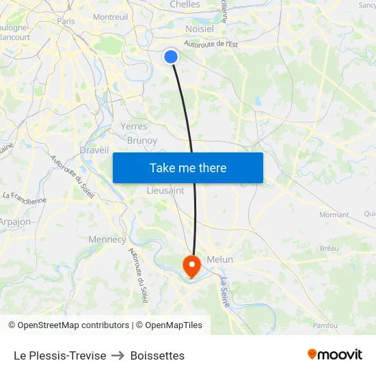 Le Plessis-Trevise to Boissettes map