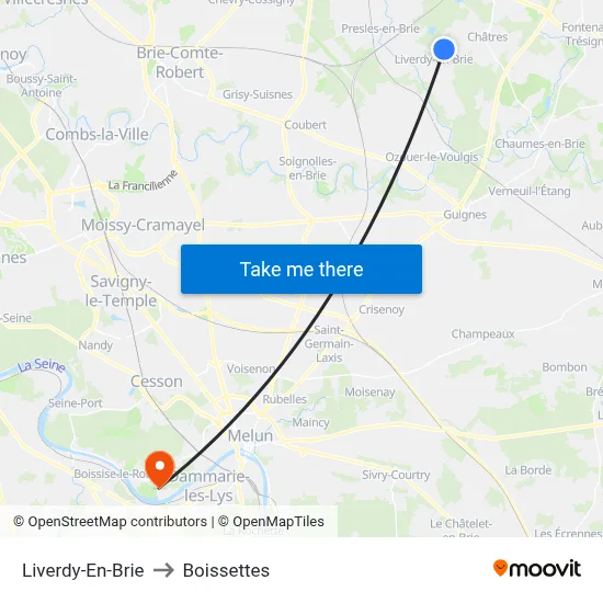 Liverdy-En-Brie to Boissettes map