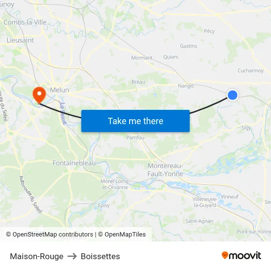 Maison-Rouge to Boissettes map