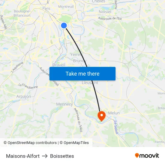 Maisons-Alfort to Boissettes map