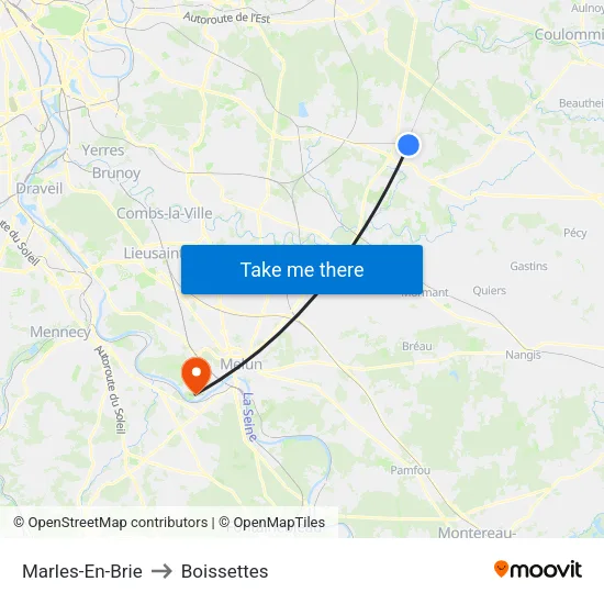 Marles-En-Brie to Boissettes map