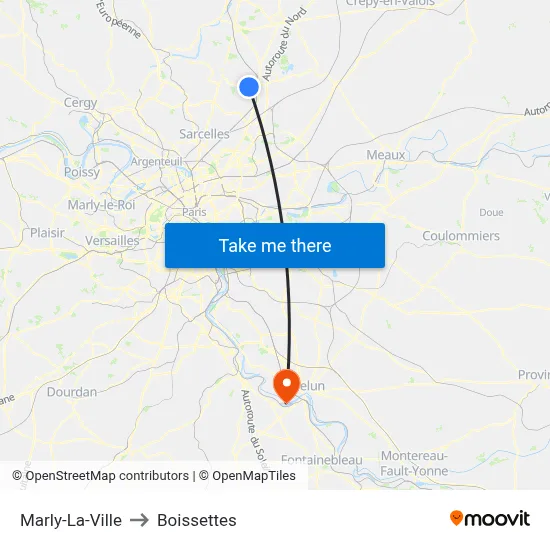 Marly-La-Ville to Boissettes map