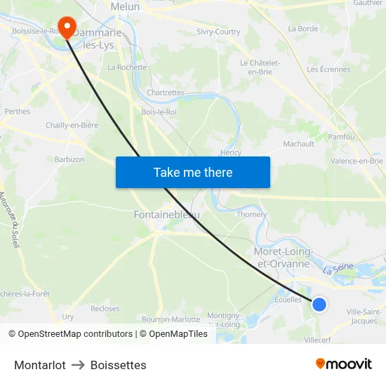 Montarlot to Boissettes map
