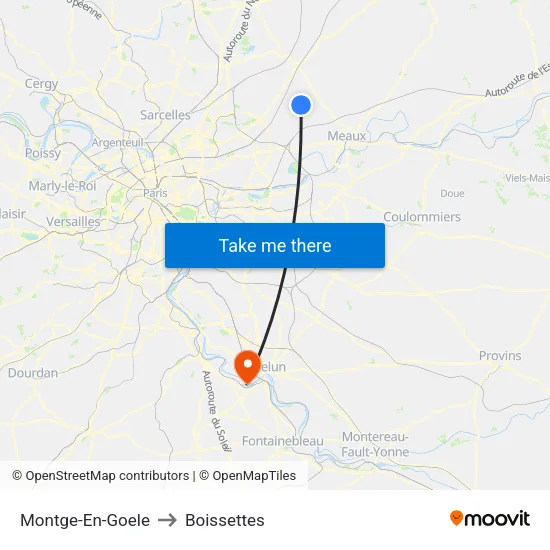 Montge-En-Goele to Boissettes map