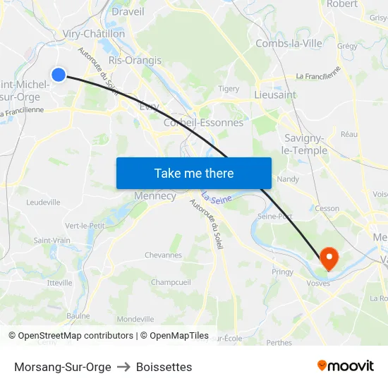 Morsang-Sur-Orge to Boissettes map