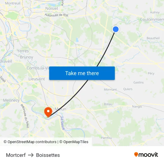 Mortcerf to Boissettes map