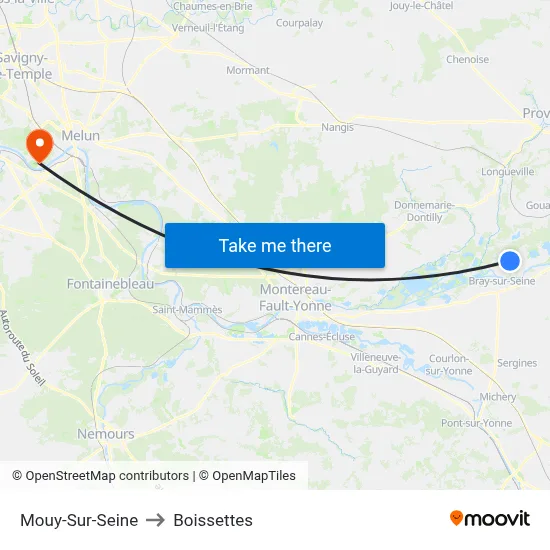 Mouy-Sur-Seine to Boissettes map