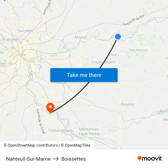Nanteuil-Sur-Marne to Boissettes map