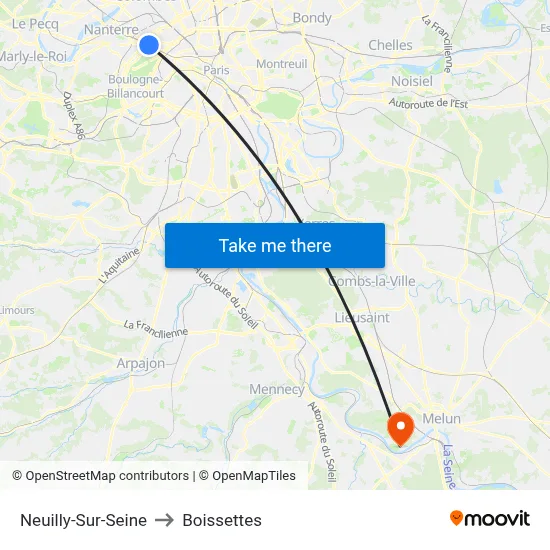 Neuilly-Sur-Seine to Boissettes map