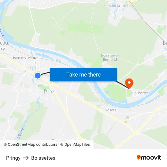 Pringy to Boissettes map