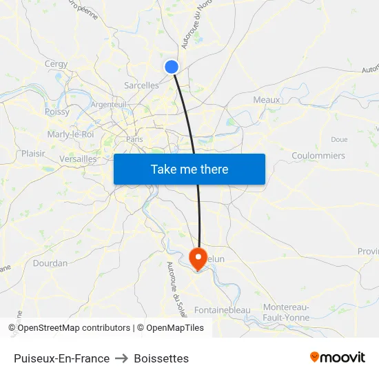 Puiseux-En-France to Boissettes map