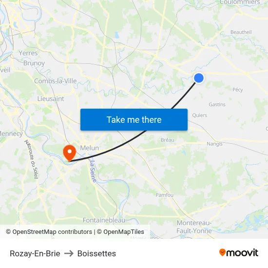 Rozay-En-Brie to Boissettes map