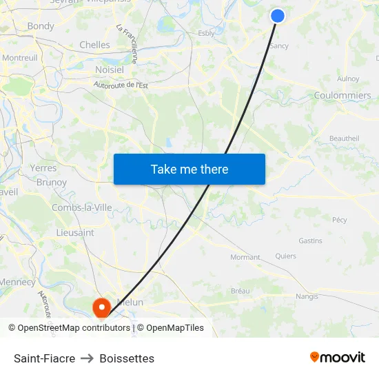 Saint-Fiacre to Boissettes map