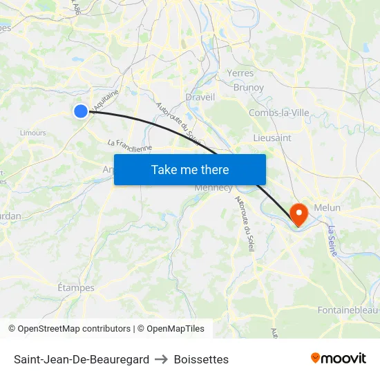 Saint-Jean-De-Beauregard to Boissettes map