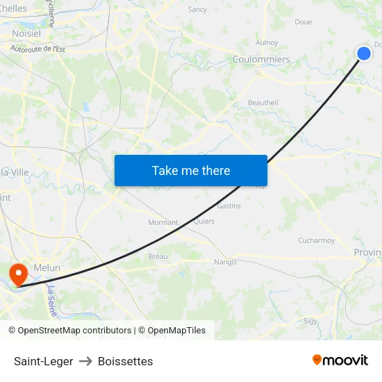 Saint-Leger to Boissettes map