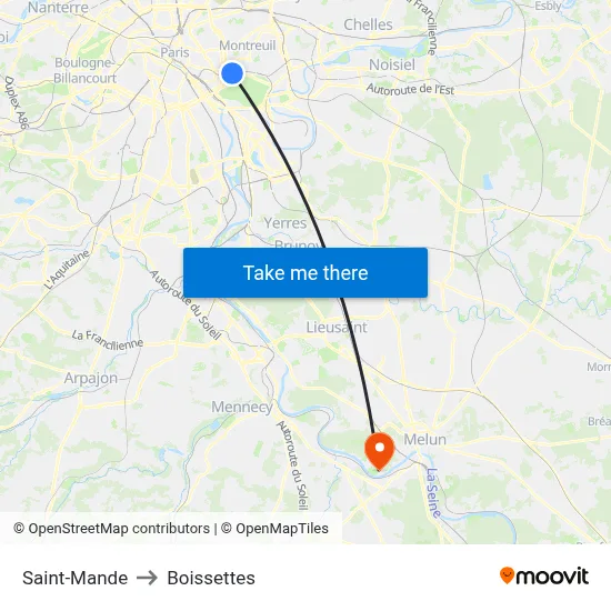 Saint-Mande to Boissettes map