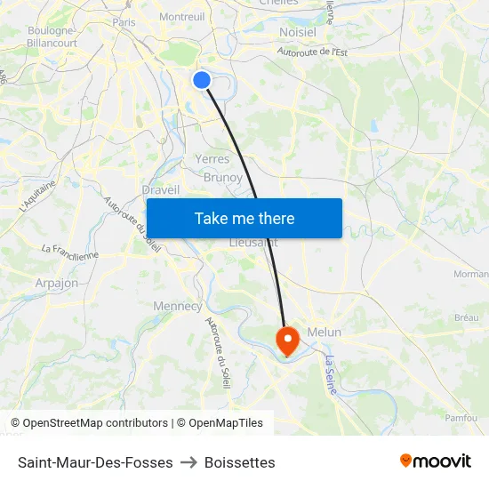 Saint-Maur-Des-Fosses to Boissettes map