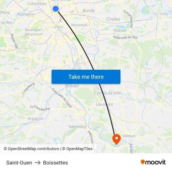 Saint-Ouen to Boissettes map