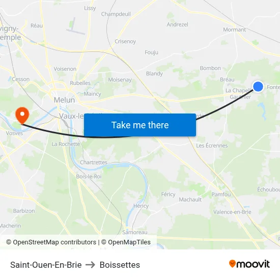Saint-Ouen-En-Brie to Boissettes map