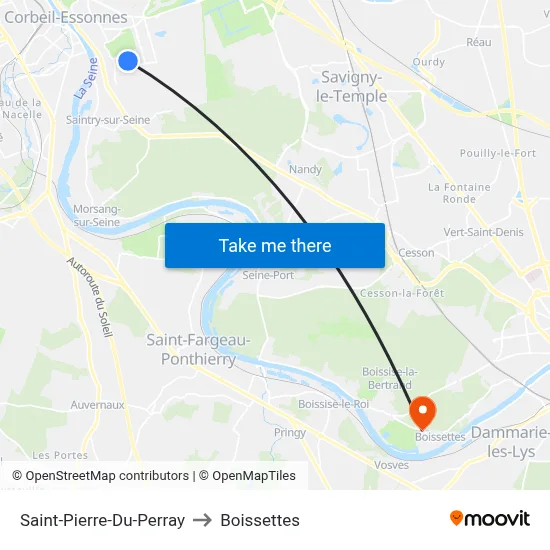 Saint-Pierre-Du-Perray to Boissettes map