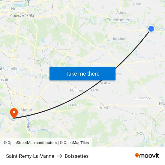 Saint-Remy-La-Vanne to Boissettes map