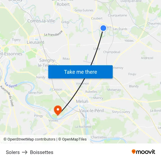 Solers to Boissettes map