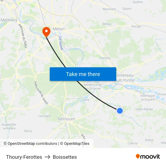 Thoury-Ferottes to Boissettes map