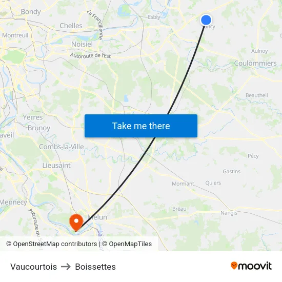 Vaucourtois to Boissettes map