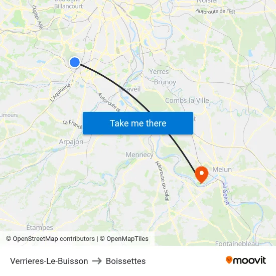 Verrieres-Le-Buisson to Boissettes map