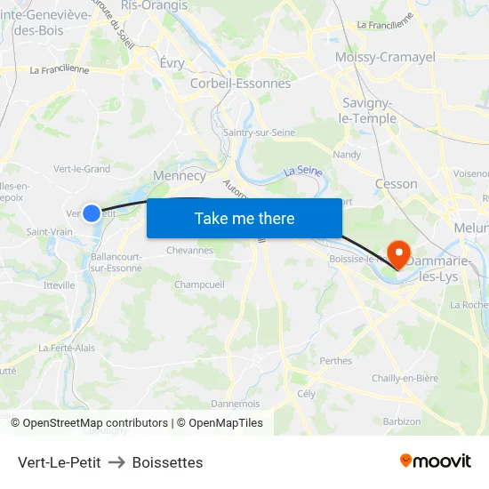 Vert-Le-Petit to Boissettes map