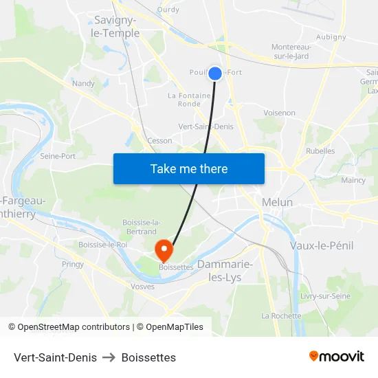 Vert-Saint-Denis to Boissettes map