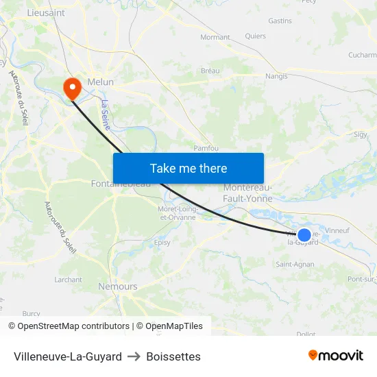 Villeneuve-La-Guyard to Boissettes map