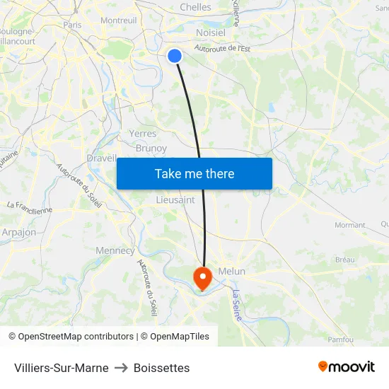 Villiers-Sur-Marne to Boissettes map