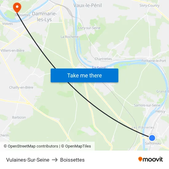 Vulaines-Sur-Seine to Boissettes map