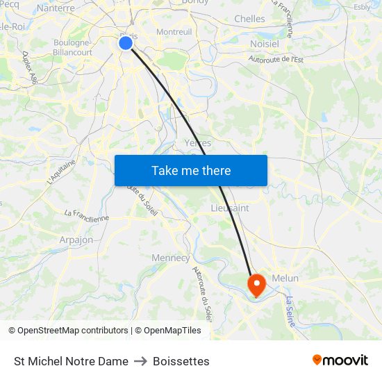 St Michel Notre Dame to Boissettes map
