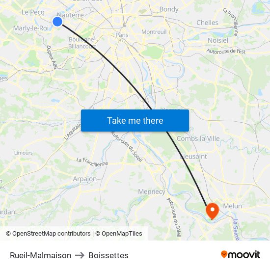 Rueil-Malmaison to Boissettes map