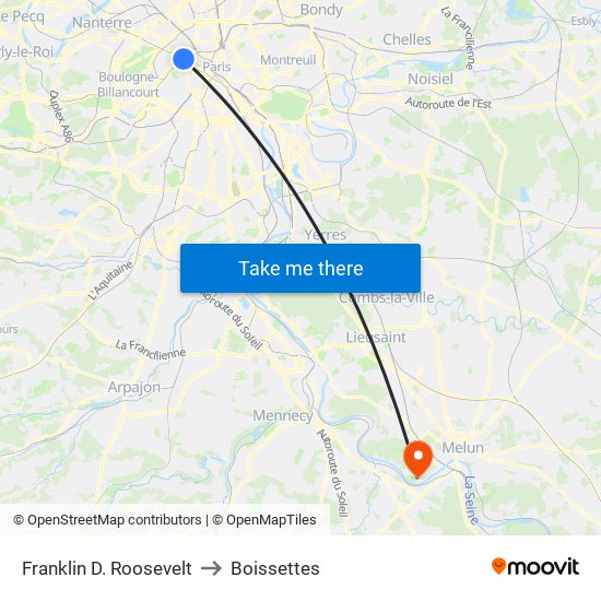 Franklin D. Roosevelt to Boissettes map