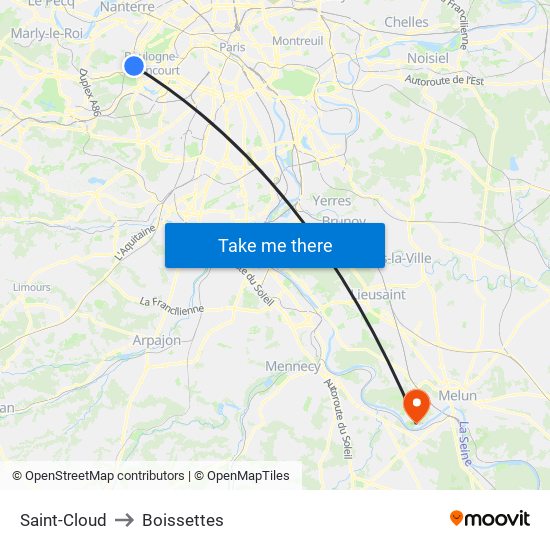 Saint-Cloud to Boissettes map