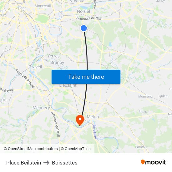 Place Beilstein to Boissettes map