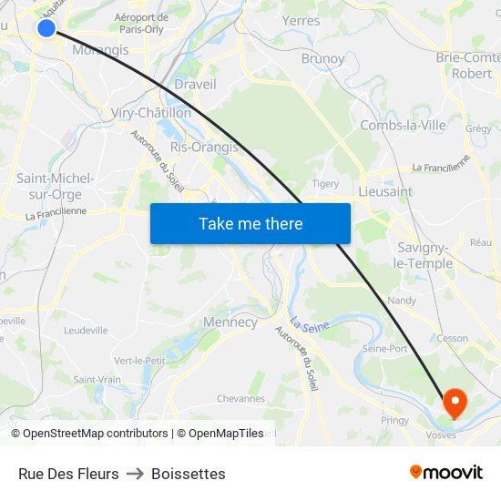 Rue Des Fleurs to Boissettes map