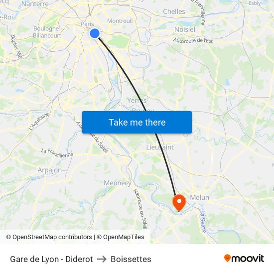 Gare de Lyon - Diderot to Boissettes map