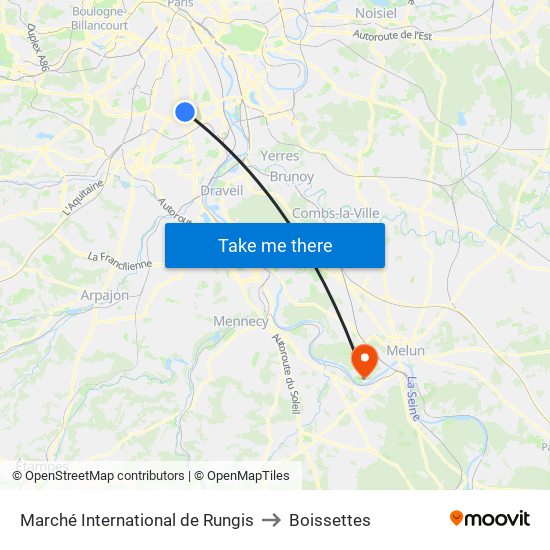 Marché International de Rungis to Boissettes map