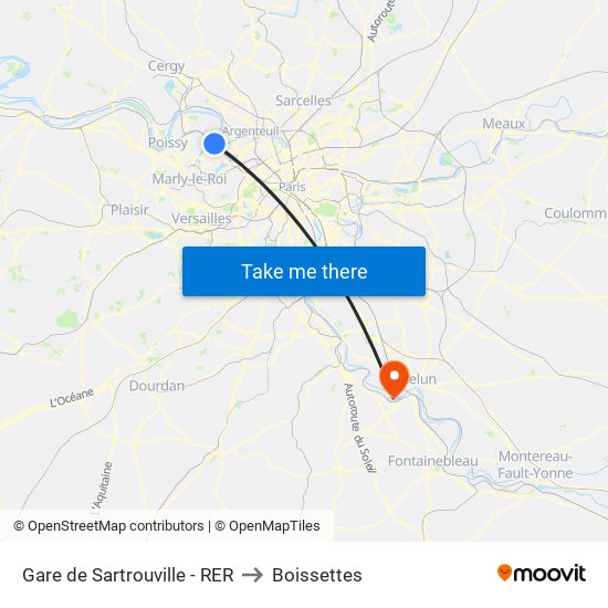 Gare de Sartrouville - RER to Boissettes map