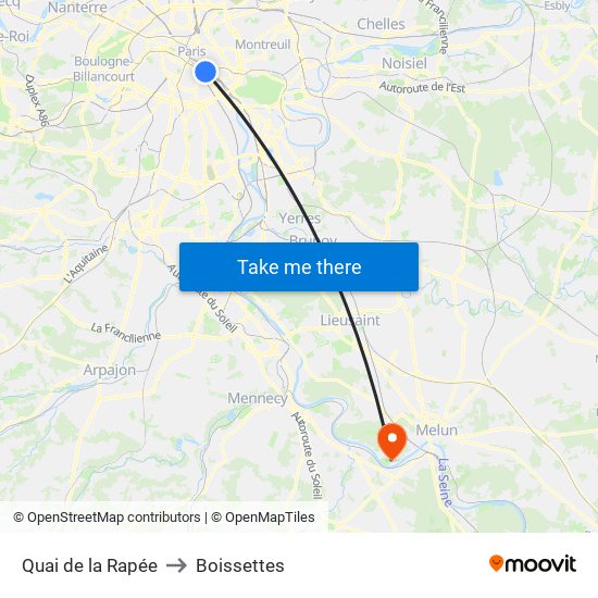 Quai de la Rapée to Boissettes map