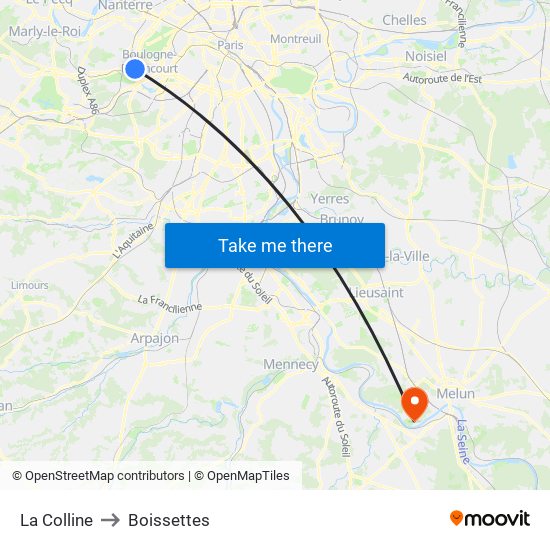 La Colline to Boissettes map