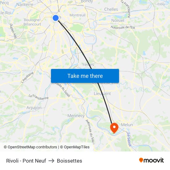 Rivoli - Pont Neuf to Boissettes map