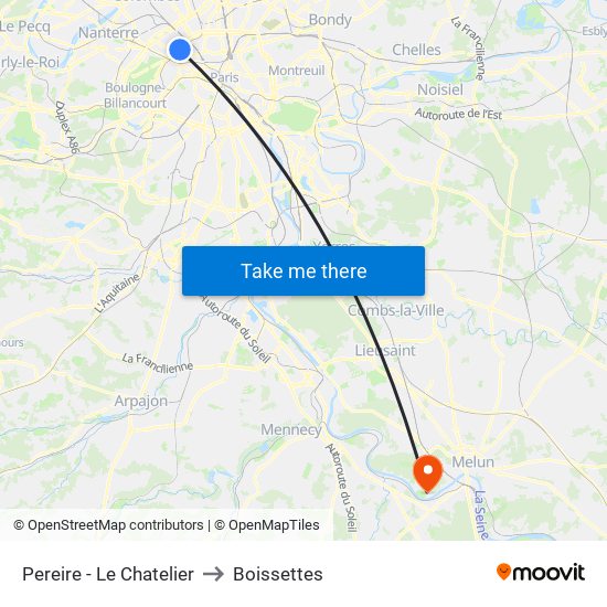 Pereire - Le Chatelier to Boissettes map